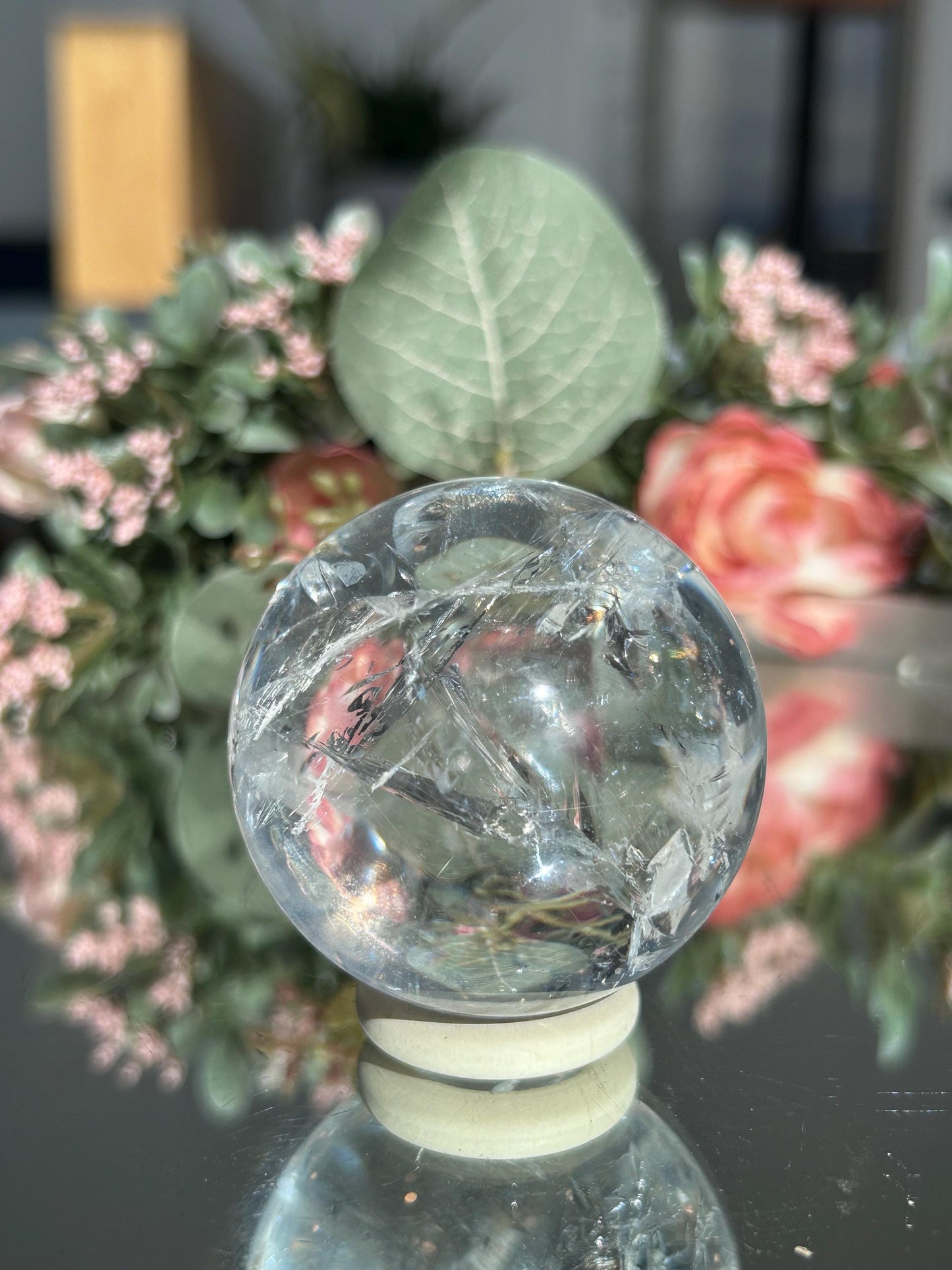 Rainbow Clear Quartz Sphere, Clear Quartz with Rainbows, Flashy Quartz, Crystal Sphere, Natural Healing Stone-Crystal Spheres-Clear quartz