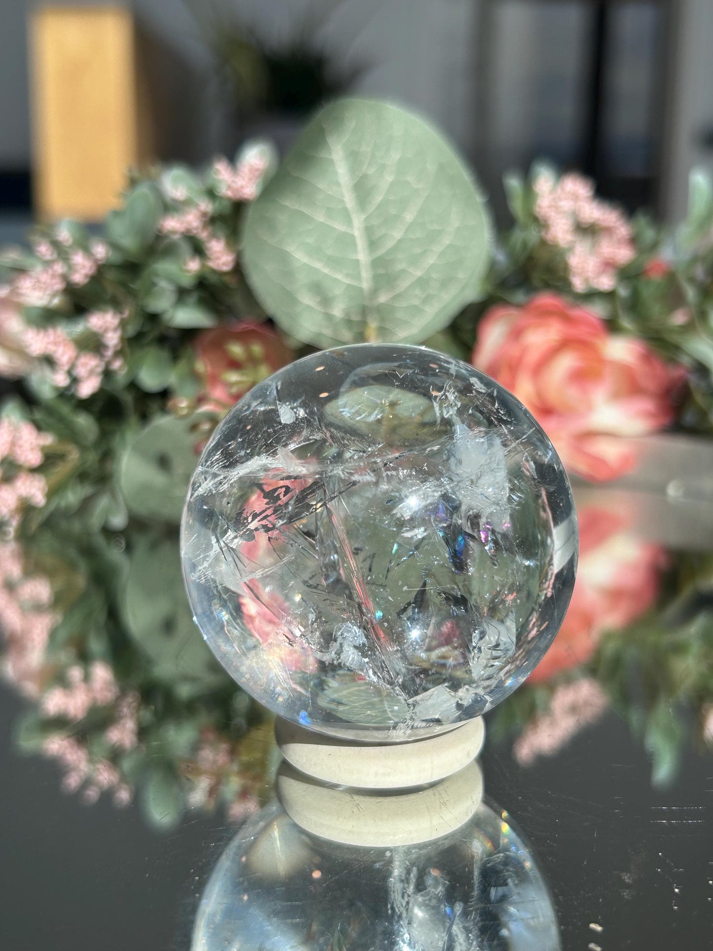 Rainbow Clear Quartz Sphere, Clear Quartz with Rainbows, Flashy Quartz, Crystal Sphere, Natural Healing Stone-Crystal Spheres-Clear quartz