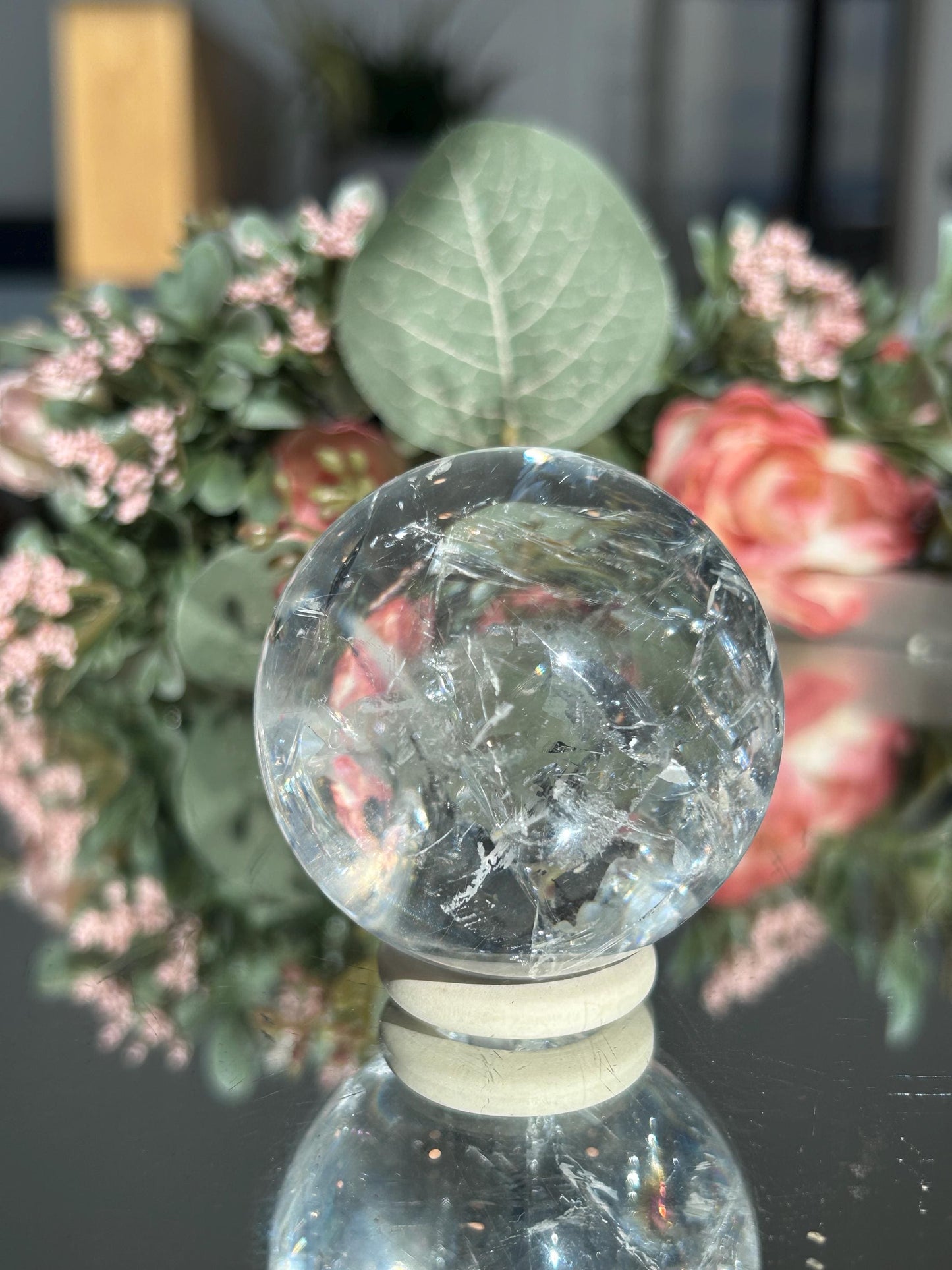 Rainbow Clear Quartz Sphere, Clear Quartz with Rainbows, Flashy Quartz, Crystal Sphere, Natural Healing Stone-Crystal Spheres-Clear quartz