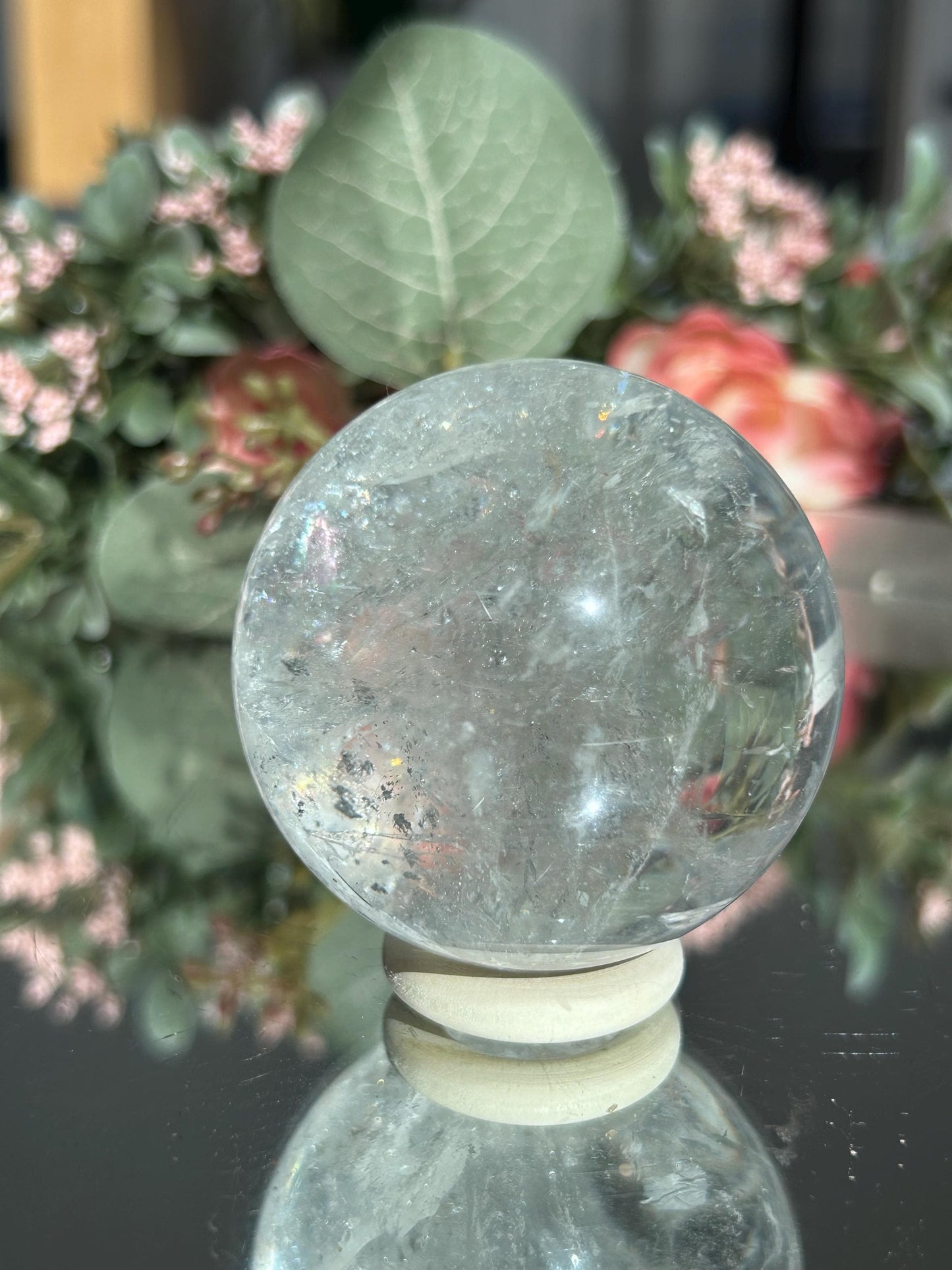 Rainbow Clear Quartz Sphere, Clear Quartz with Rainbows, Flashy Quartz, Crystal Sphere, Natural Healing Stone-Crystal Spheres-Clear quartz