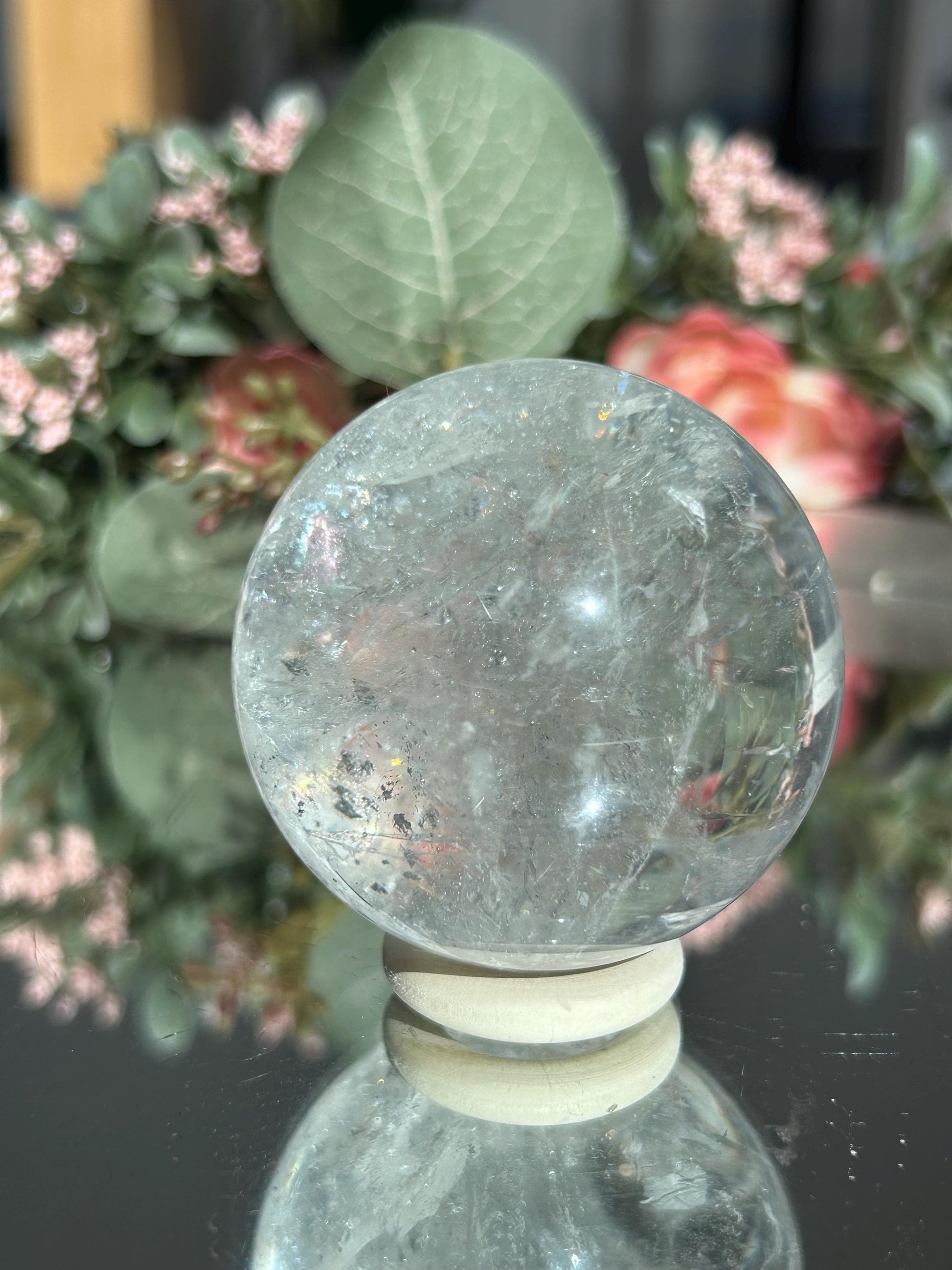 Rainbow Clear Quartz Sphere, Clear Quartz with Rainbows, Flashy Quartz, Crystal Sphere, Natural Healing Stone-Crystal Spheres-Clear quartz