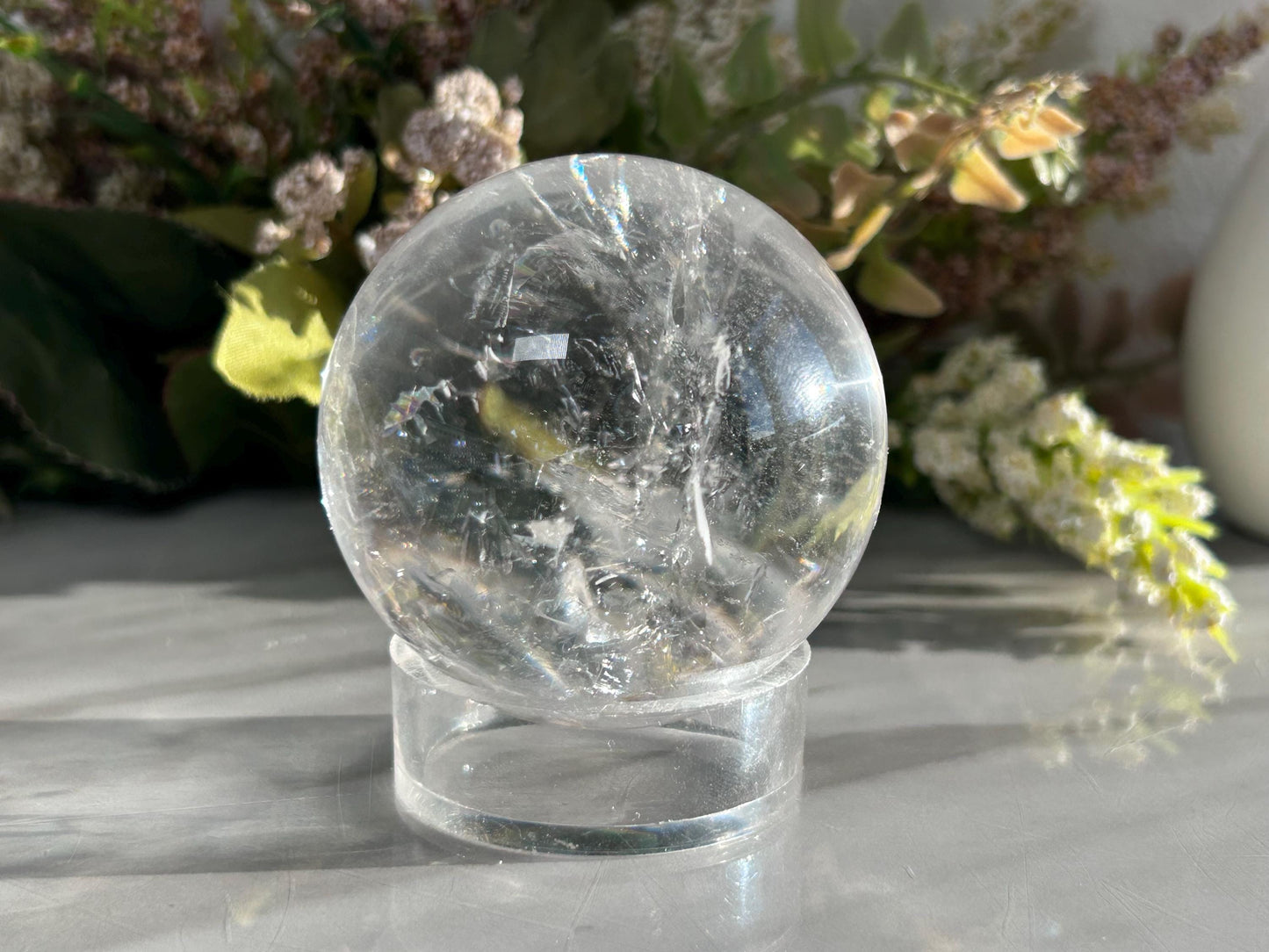 Rainbow Clear Quartz Sphere, Clear Quartz with Rainbows, Flashy Quartz, Crystal Sphere, Natural Healing Stone-Crystal Spheres-Clear quartz
