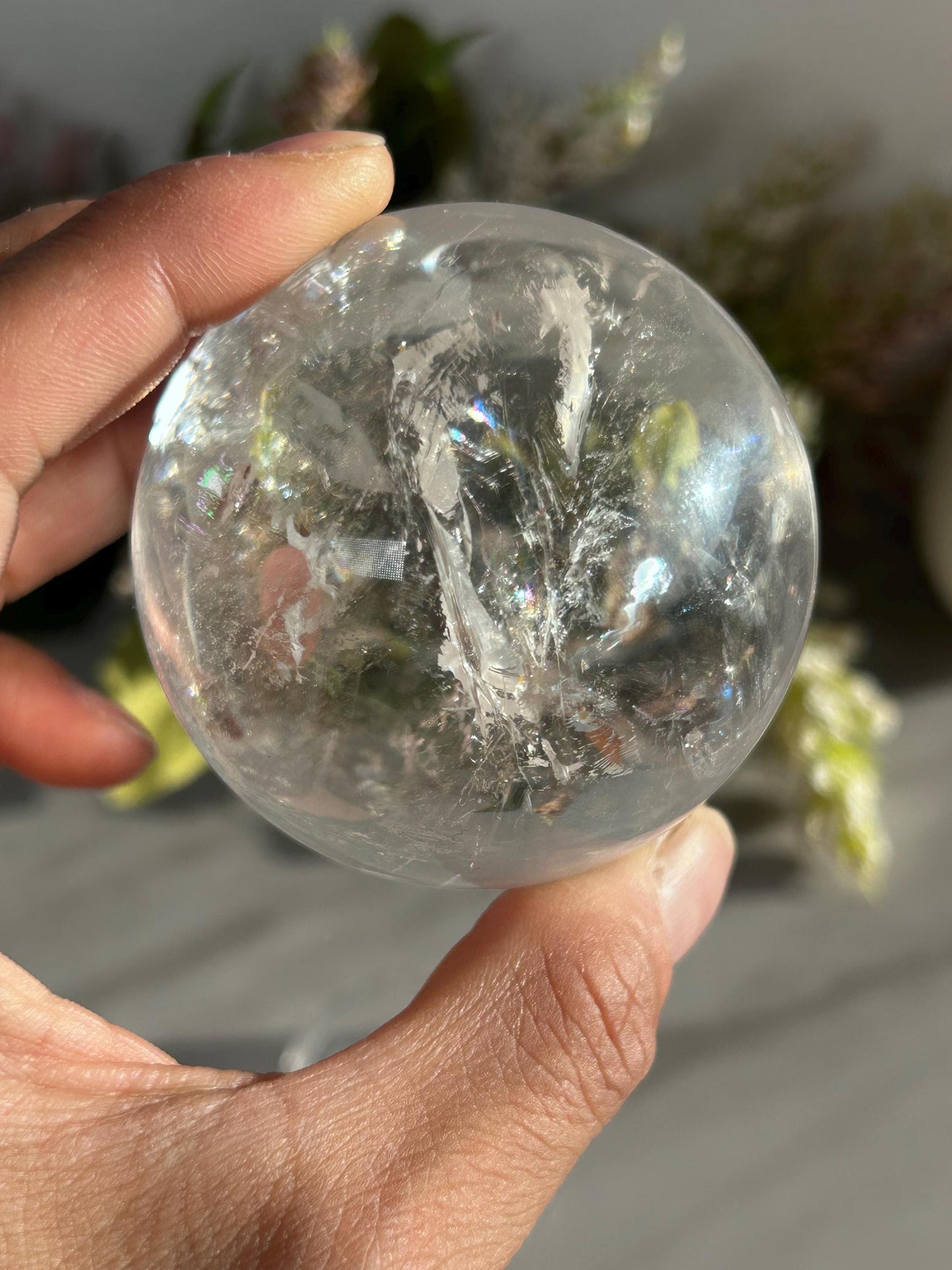 Rainbow Clear Quartz Sphere, Clear Quartz with Rainbows, Flashy Quartz, Crystal Sphere, Natural Healing Stone-Crystal Spheres-Clear quartz