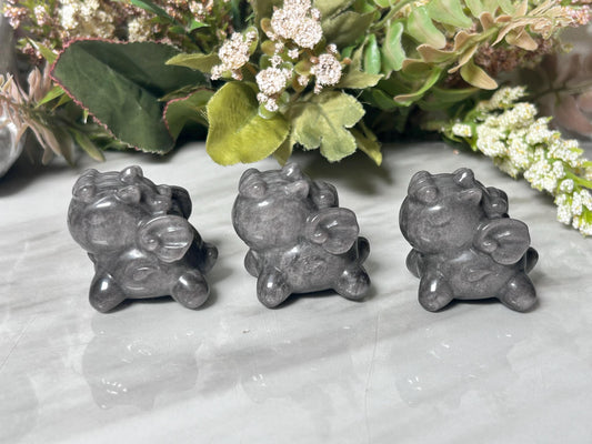 Silver Sheen Obsidian Pegasus | Baby Pegasus | Crystal Unicorn | Crystal Carving | Crystal Collectors | Crystal Lover | Crystal Gift-Crystal Carvings-silver sheen obsidian
