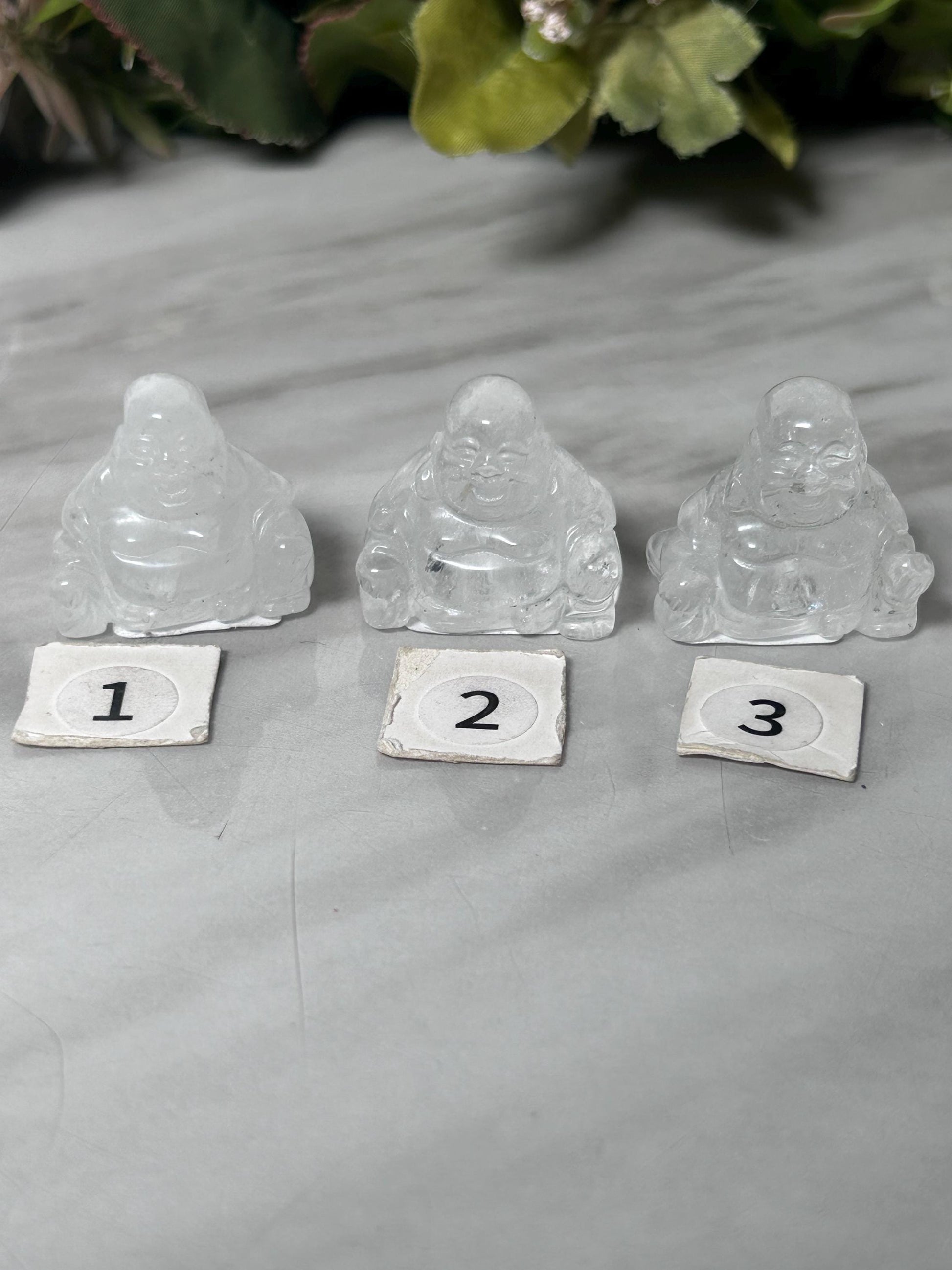 Crystal Buddha Carving | Lucky Laughing Buddha | Happy Buddha | Amethyst Buddha | Clear Quartz Buddha | Flower Agate Buddha-Crystal Carvings-amethyst, clear quartz, flower agate