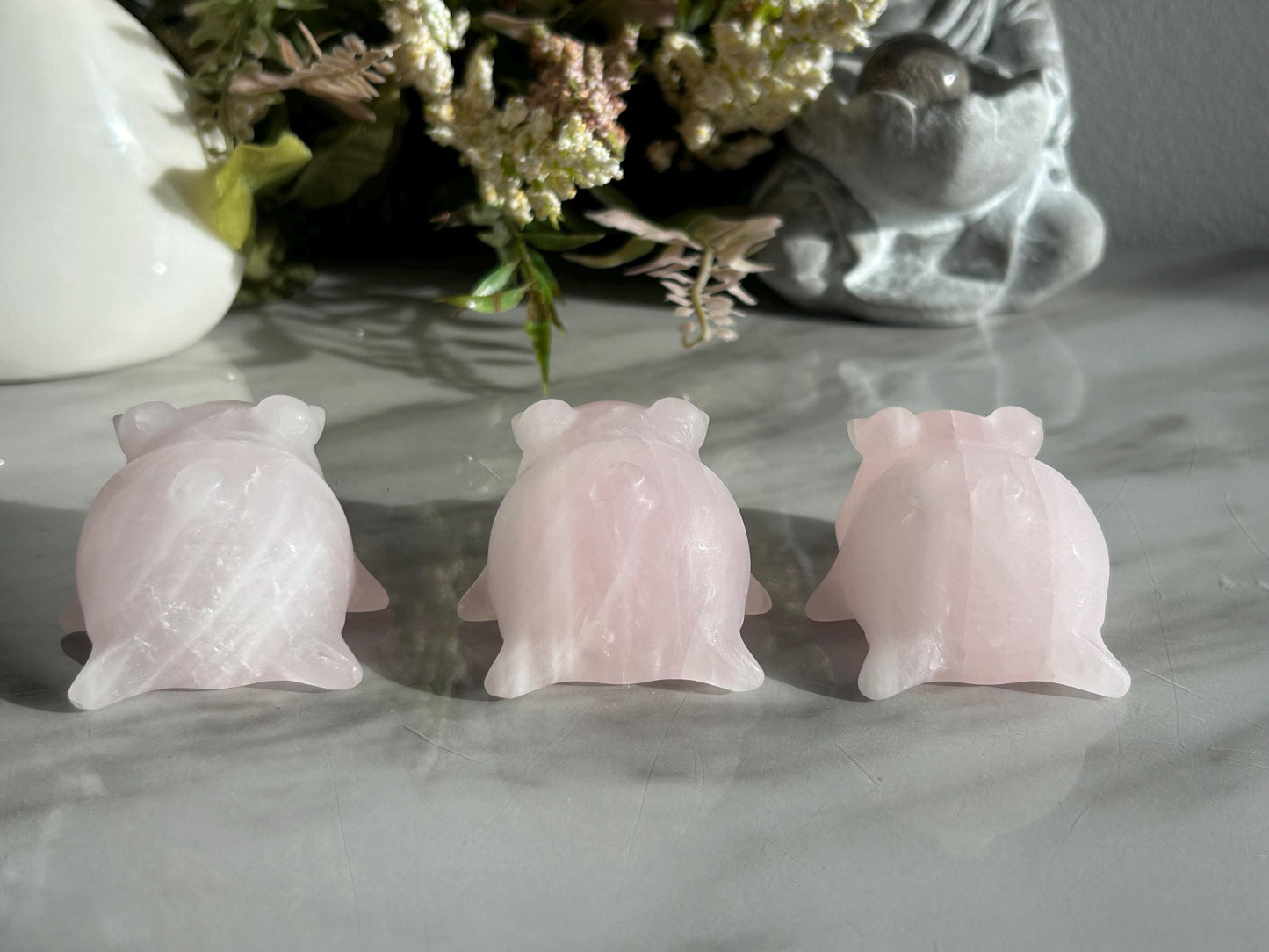 Rose Quartz Crystal Pig Carving | Rose Quartz Piggie | Crystal Animal | Crystal Gifts-Crystal Carvings-Rose Quartz