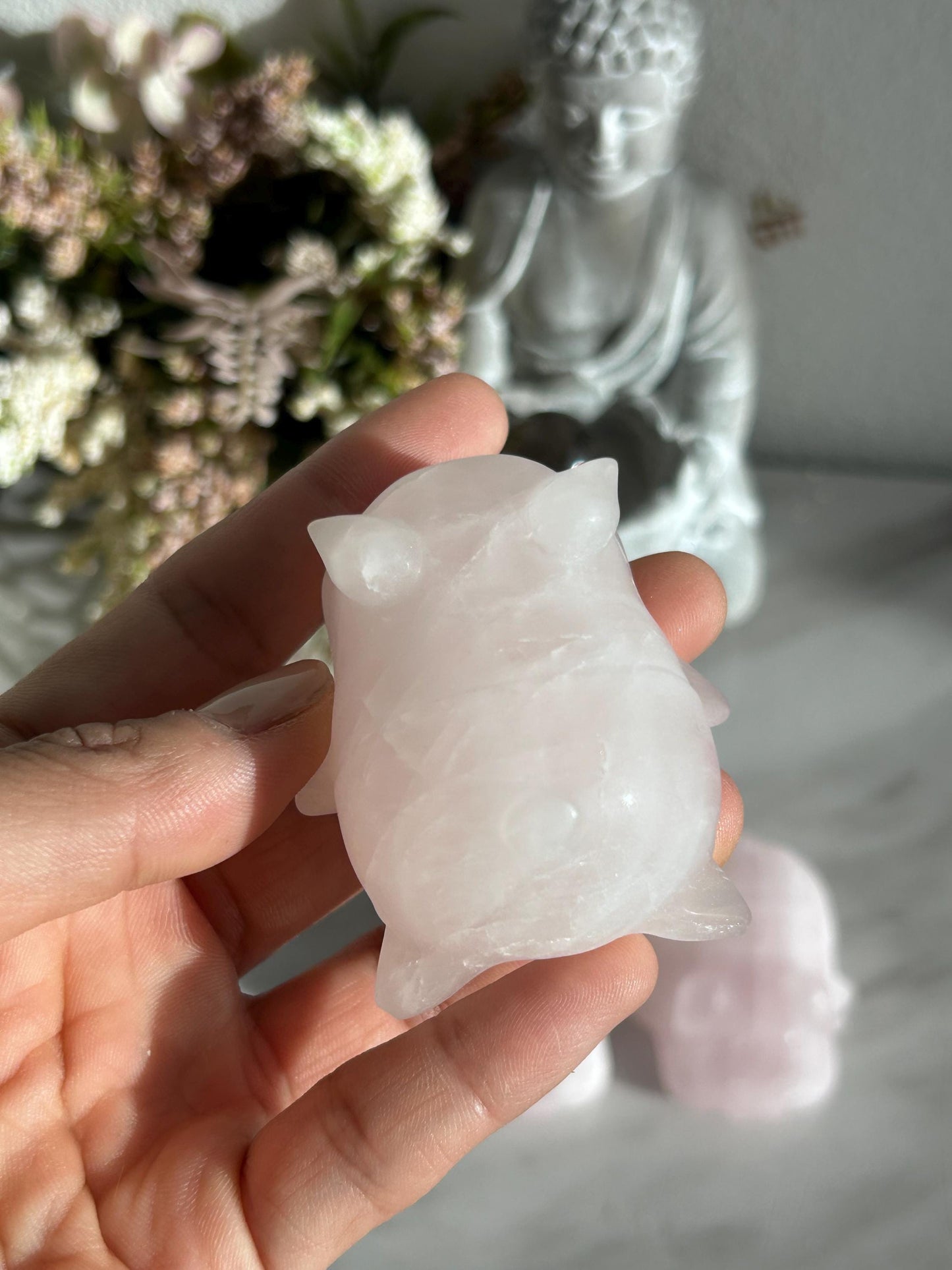 Rose Quartz Crystal Pig Carving | Rose Quartz Piggie | Crystal Animal | Crystal Gifts-Crystal Carvings-Rose Quartz
