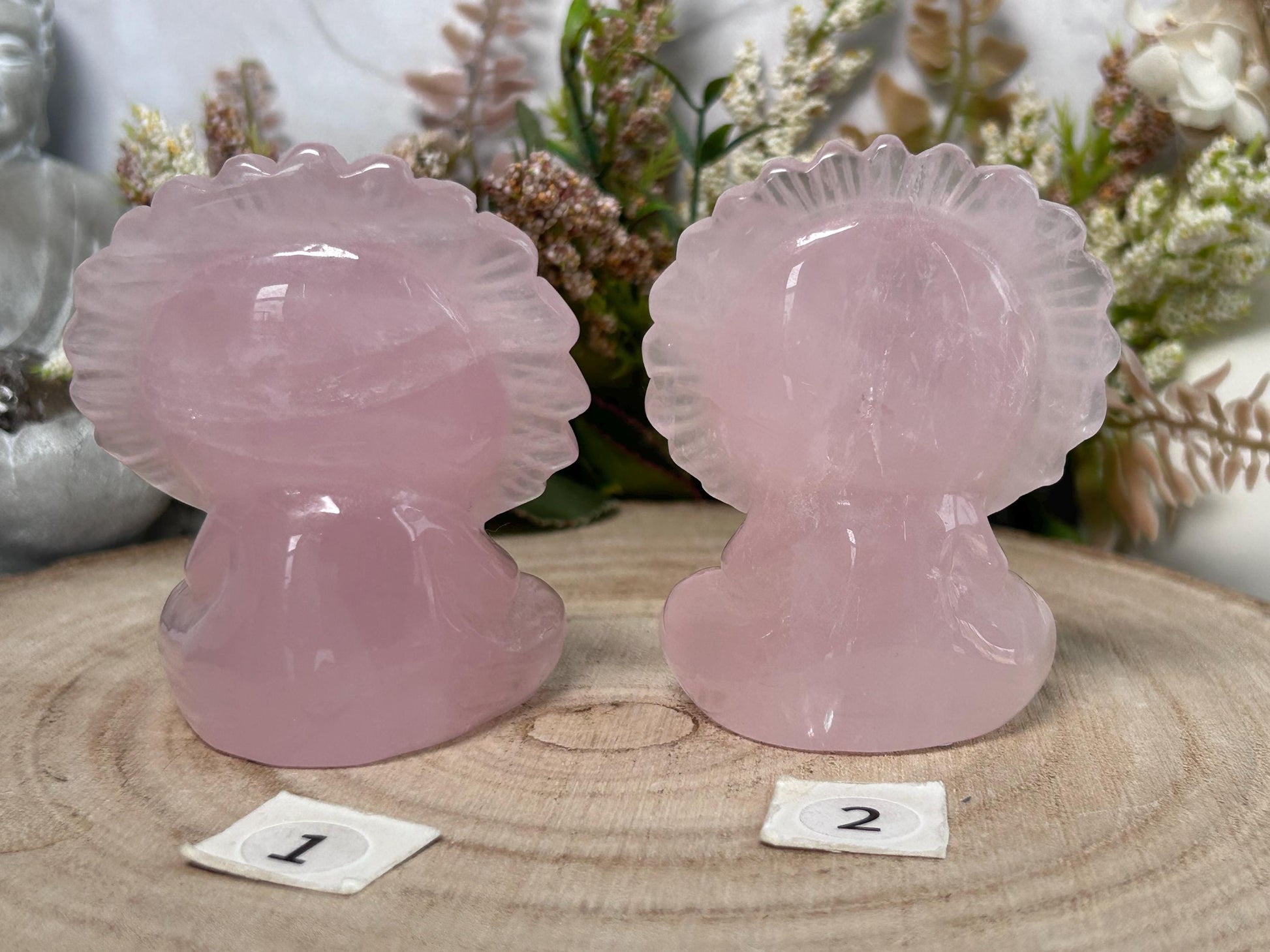 Rose Quartz Crystal Lion Carving, Clear Quartz Lion Carving, Crystal Animal, Crystal Gifts-Crystal Carvings-Rose Quartz, Clear quartz