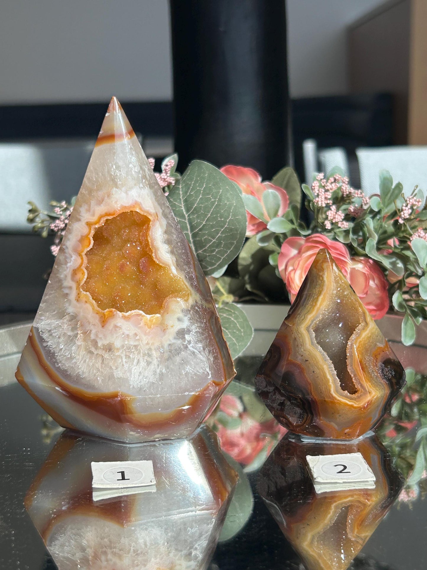 Colorful Druzy Agate Diamond-Cluster/Geode Towers-quartz, agate