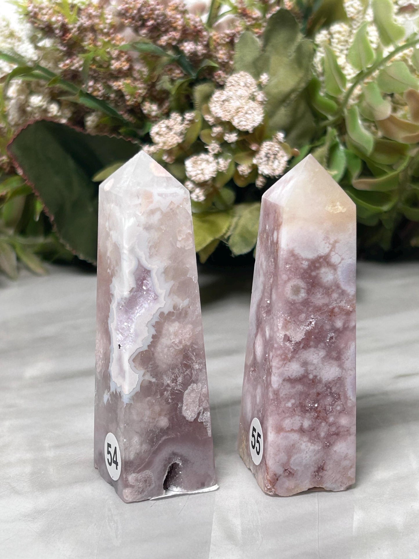 High Quality Pink Amethyst Flower Agate Tower | Sakura Agate Point | Flower Agate Point | Natural Healing Crystal | Home Decor-Crystal Towers-Pink Amethyst, Flower Agate, Quartz