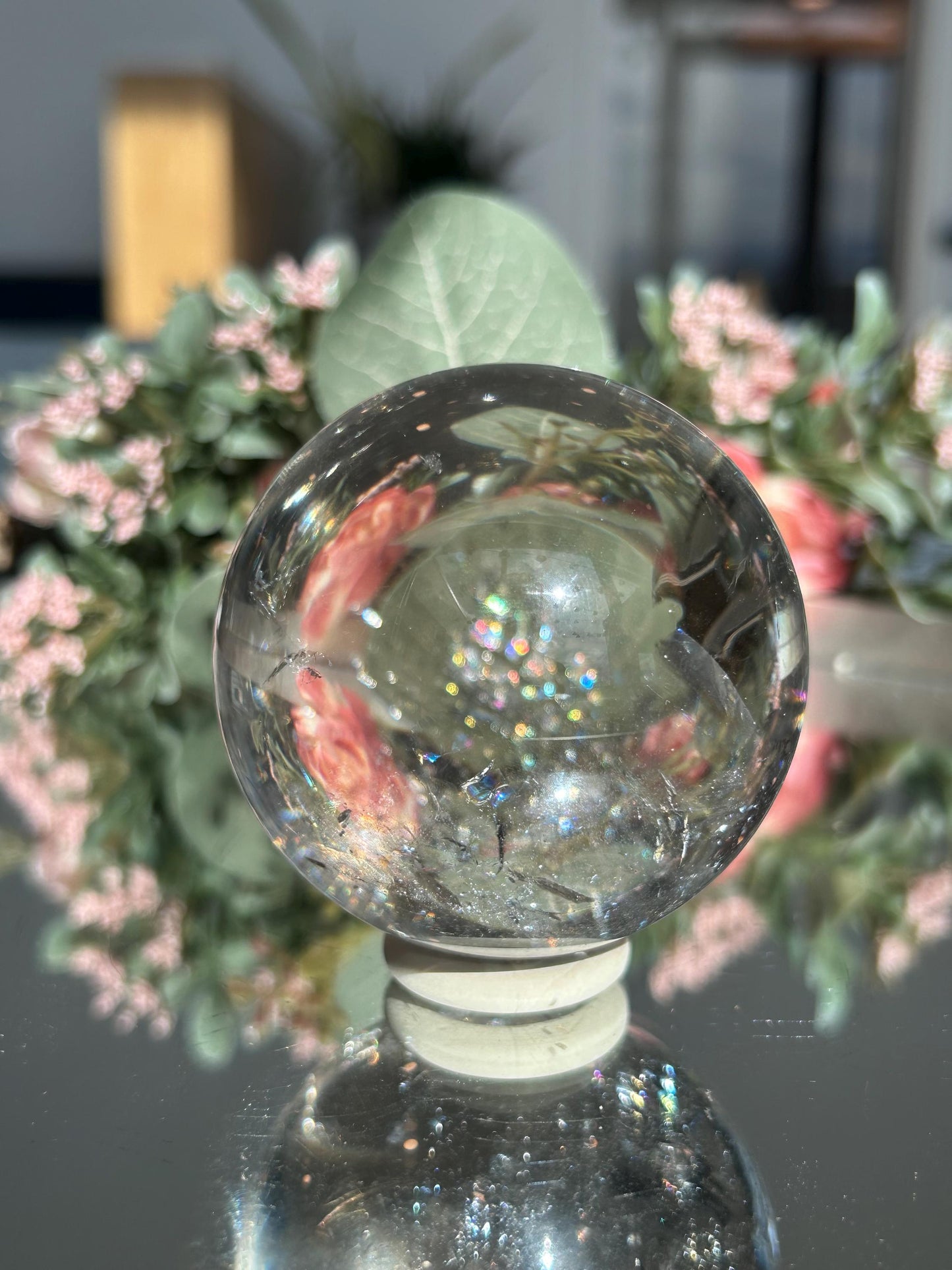 Natural Smokey Quartz Sphere with Rainbows from Brazil | Smokey Quartz Ball | Home Decor | Healing Crystals | Quartz with Rainbows-Crystal Spheres-Smokey Quartz