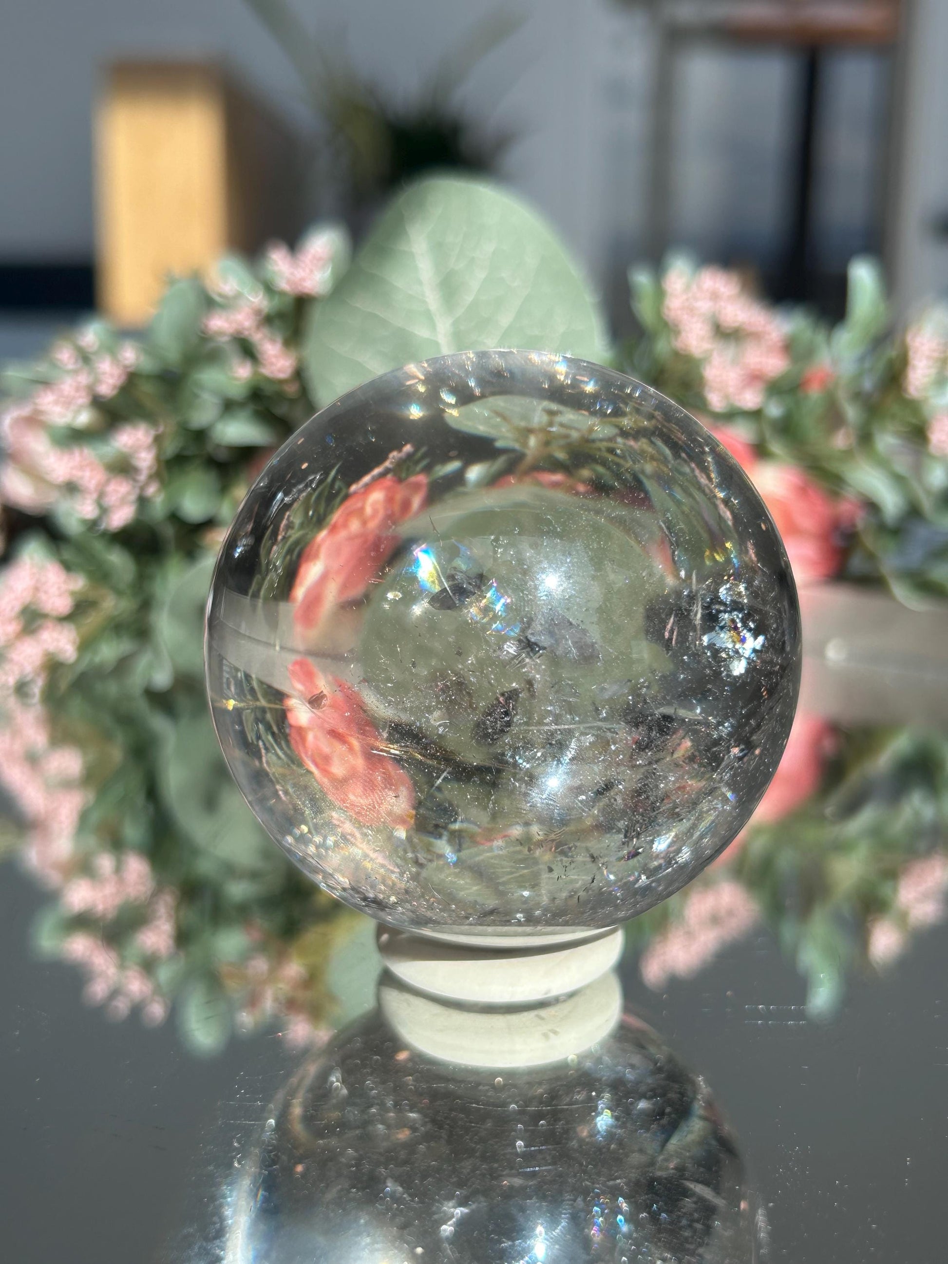 Natural Smokey Quartz Sphere with Rainbows from Brazil | Smokey Quartz Ball | Home Decor | Healing Crystals | Quartz with Rainbows-Crystal Spheres-Smokey Quartz