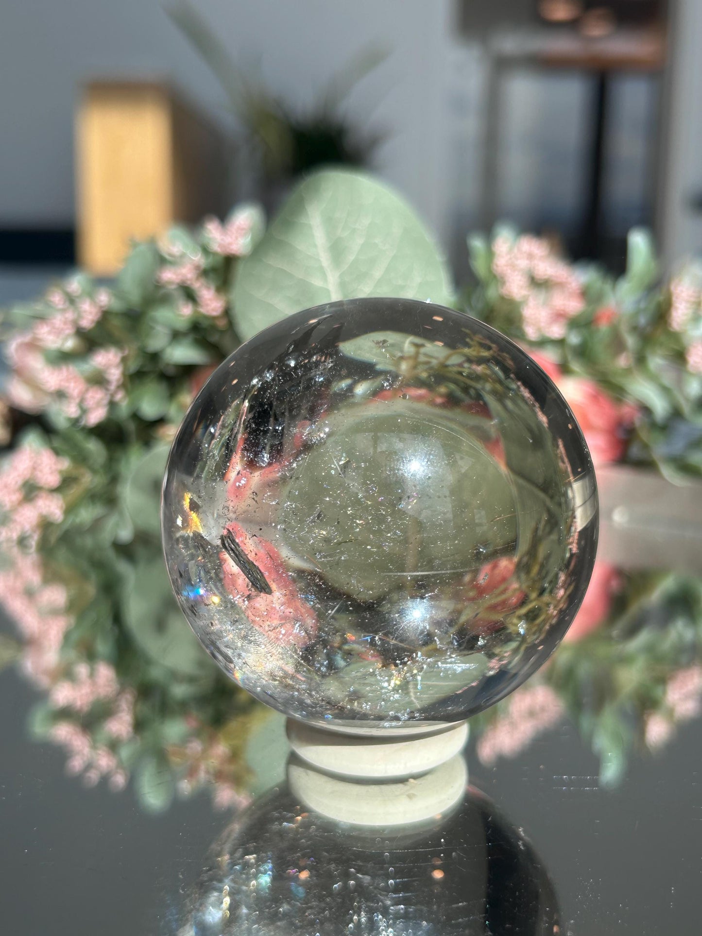 Natural Smokey Quartz Sphere with Rainbows from Brazil | Smokey Quartz Ball | Home Decor | Healing Crystals | Quartz with Rainbows-Crystal Spheres-Smokey Quartz