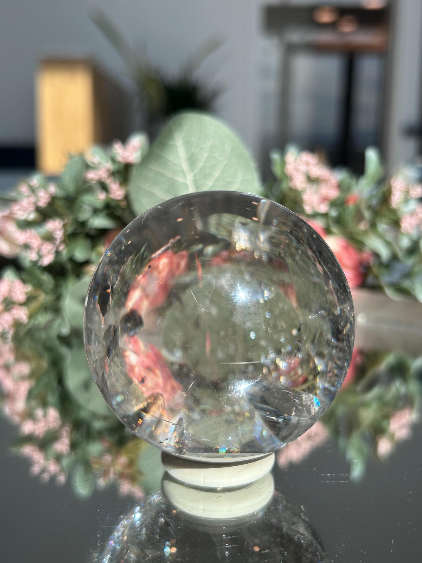 Natural Smokey Quartz Sphere with Rainbows from Brazil | Smokey Quartz Ball | Home Decor | Healing Crystals | Quartz with Rainbows-Crystal Spheres-Smokey Quartz