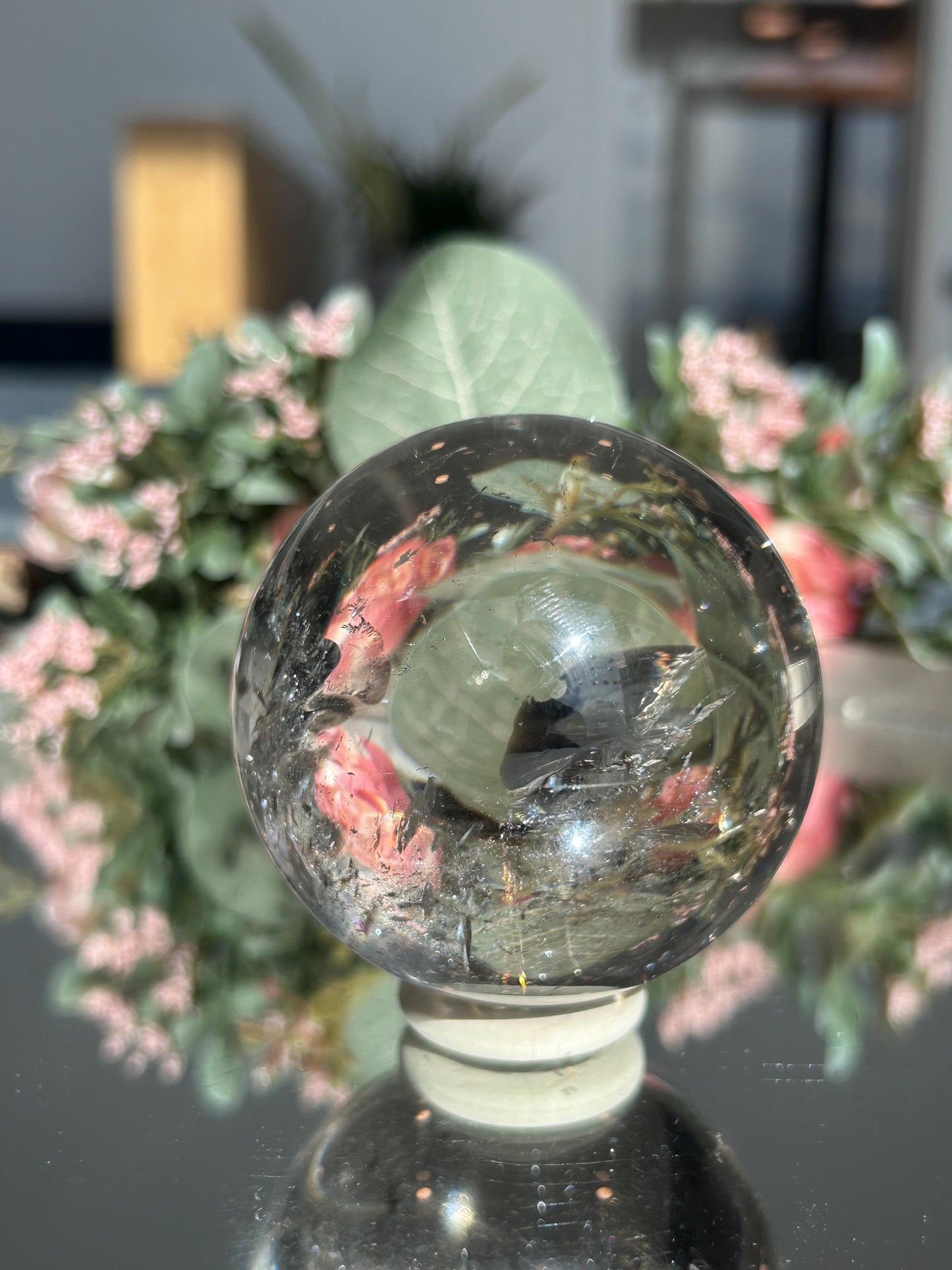 Natural Smokey Quartz Sphere with Rainbows from Brazil | Smokey Quartz Ball | Home Decor | Healing Crystals | Quartz with Rainbows-Crystal Spheres-Smokey Quartz