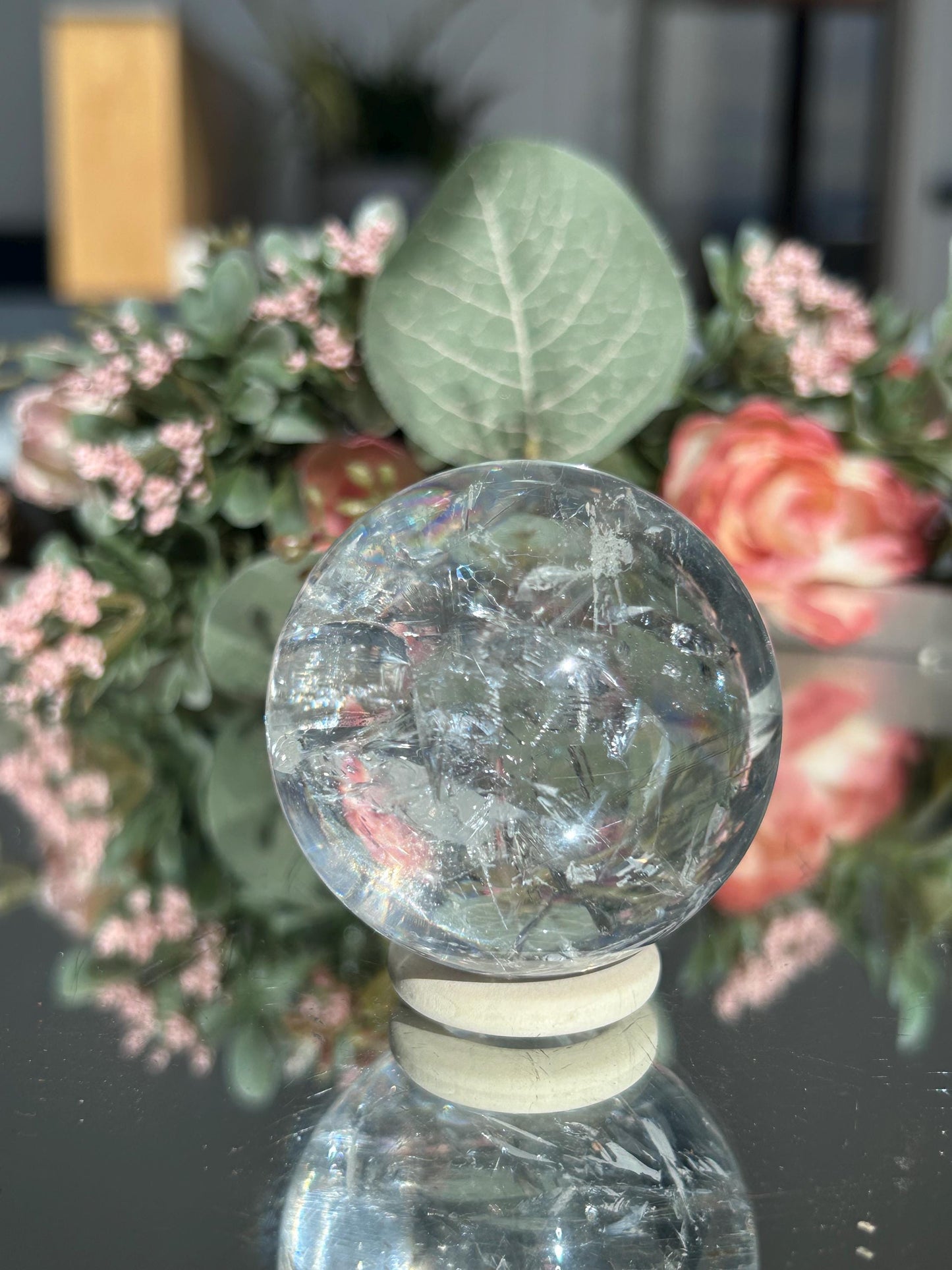 Rainbow Clear Quartz Sphere, Clear Quartz with Rainbows, Flashy Quartz, Crystal Sphere, Natural Healing Stone-Crystal Spheres-Clear quartz