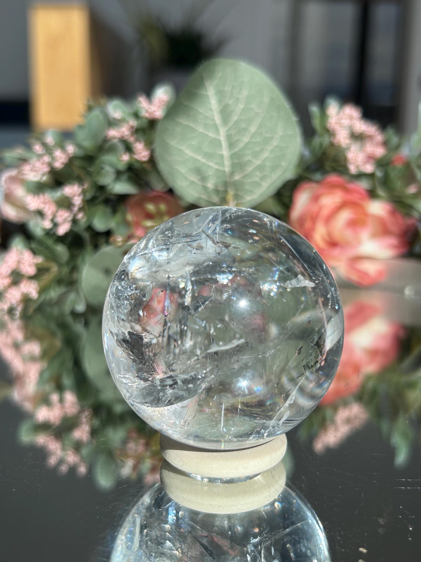 Rainbow Clear Quartz Sphere, Clear Quartz with Rainbows, Flashy Quartz, Crystal Sphere, Natural Healing Stone-Crystal Spheres-Clear quartz