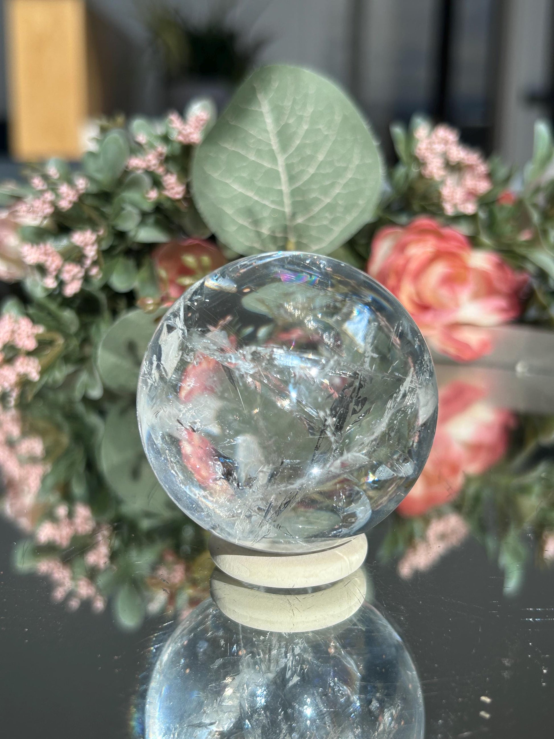 Rainbow Clear Quartz Sphere, Clear Quartz with Rainbows, Flashy Quartz, Crystal Sphere, Natural Healing Stone-Crystal Spheres-Clear quartz