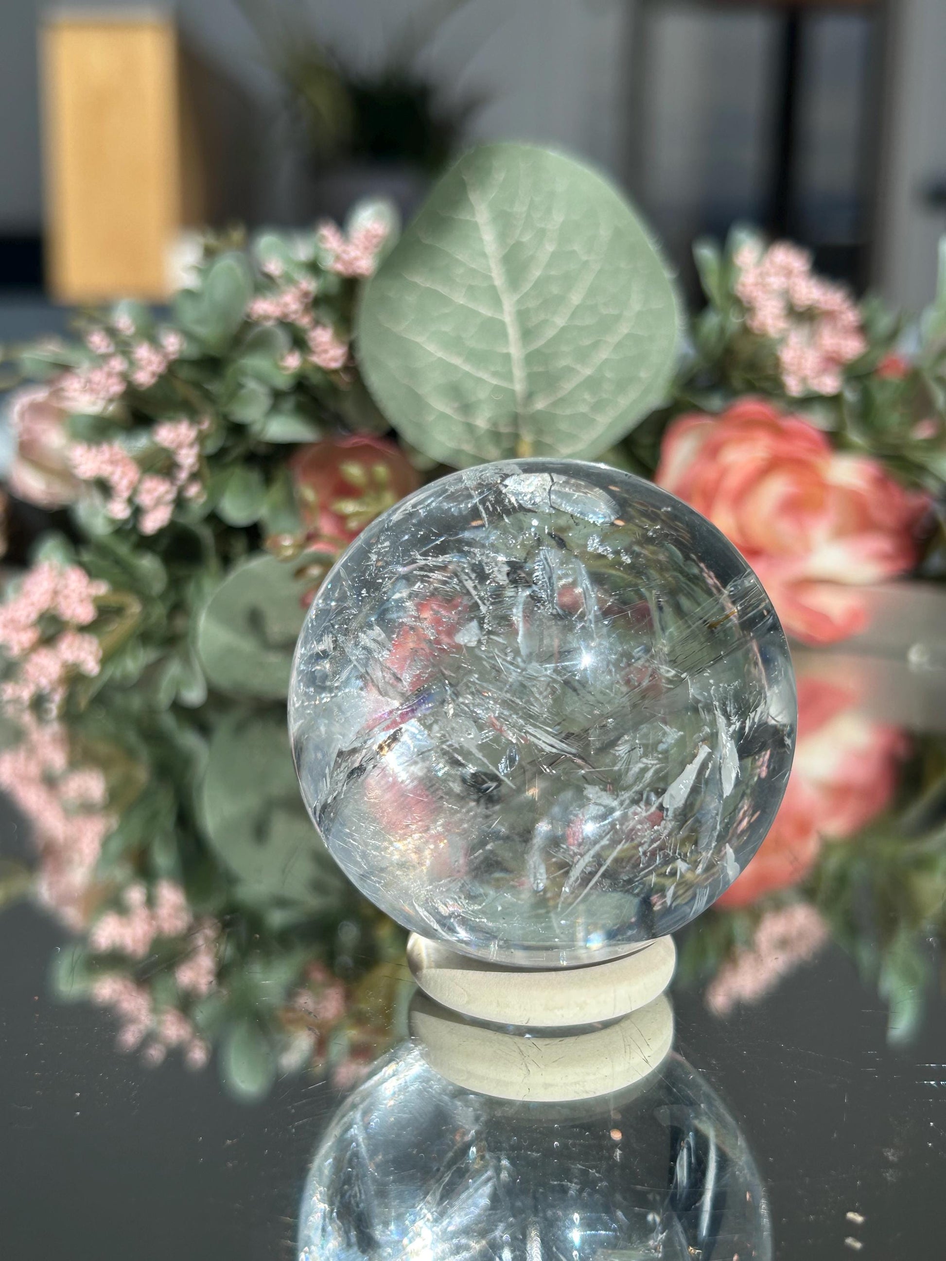 Rainbow Clear Quartz Sphere, Clear Quartz with Rainbows, Flashy Quartz, Crystal Sphere, Natural Healing Stone-Crystal Spheres-Clear quartz