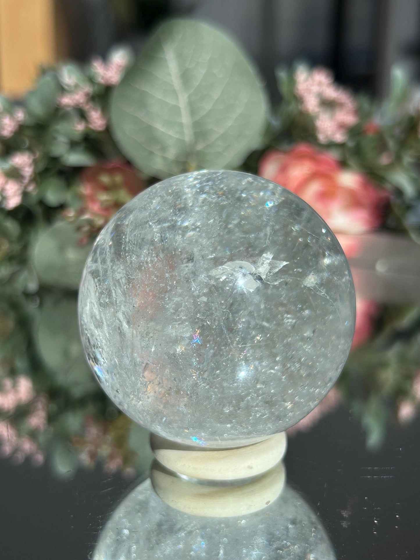 Rainbow Clear Quartz Sphere, Clear Quartz with Rainbows, Flashy Quartz, Crystal Sphere, Natural Healing Stone-Crystal Spheres-Clear quartz