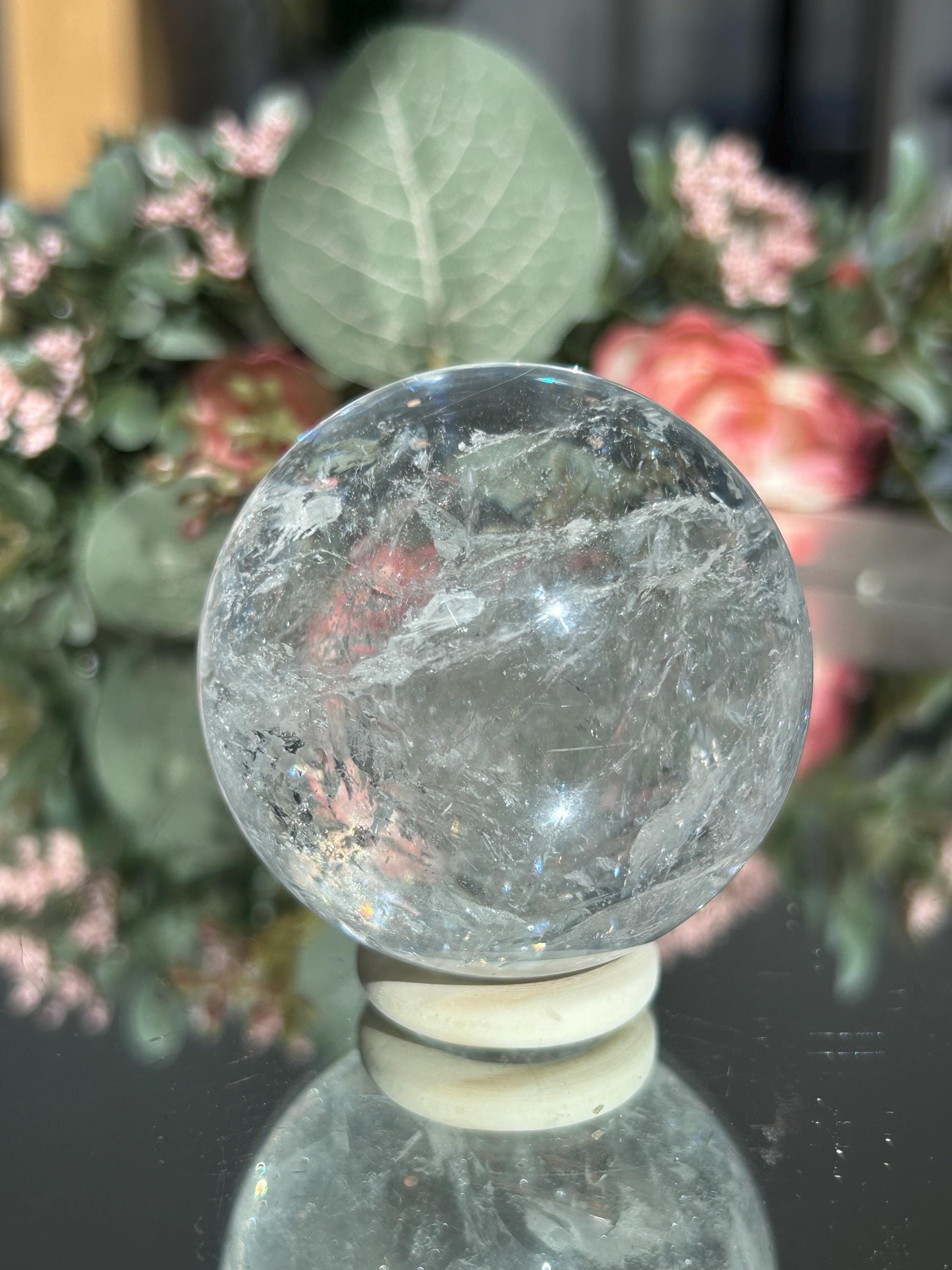 Rainbow Clear Quartz Sphere, Clear Quartz with Rainbows, Flashy Quartz, Crystal Sphere, Natural Healing Stone-Crystal Spheres-Clear quartz