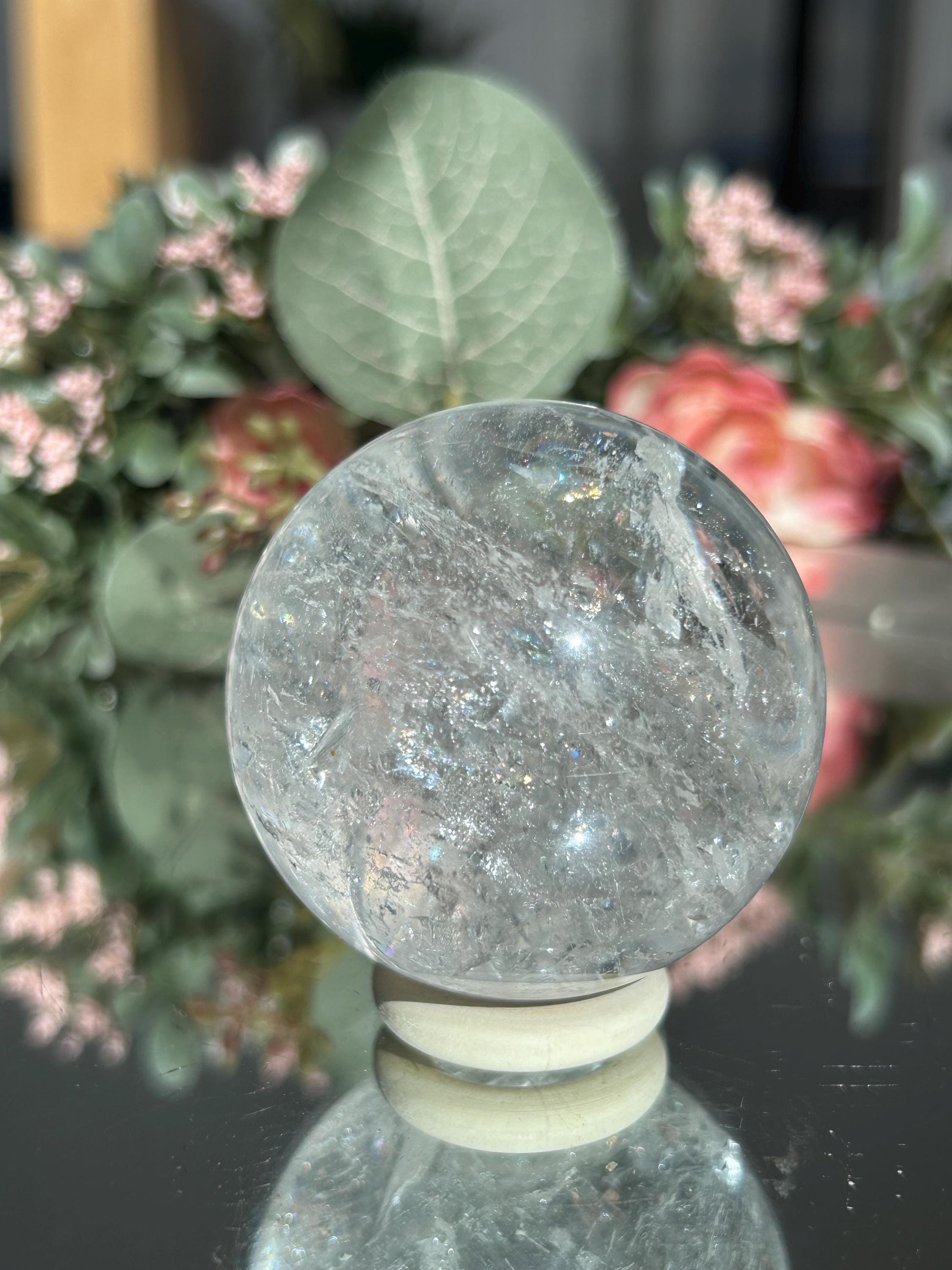 Rainbow Clear Quartz Sphere, Clear Quartz with Rainbows, Flashy Quartz, Crystal Sphere, Natural Healing Stone-Crystal Spheres-Clear quartz