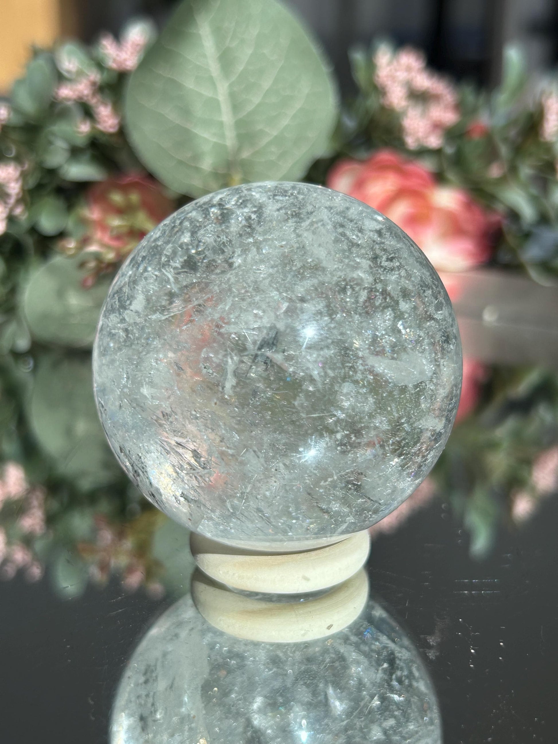 Rainbow Clear Quartz Sphere, Clear Quartz with Rainbows, Flashy Quartz, Crystal Sphere, Natural Healing Stone-Crystal Spheres-Clear quartz