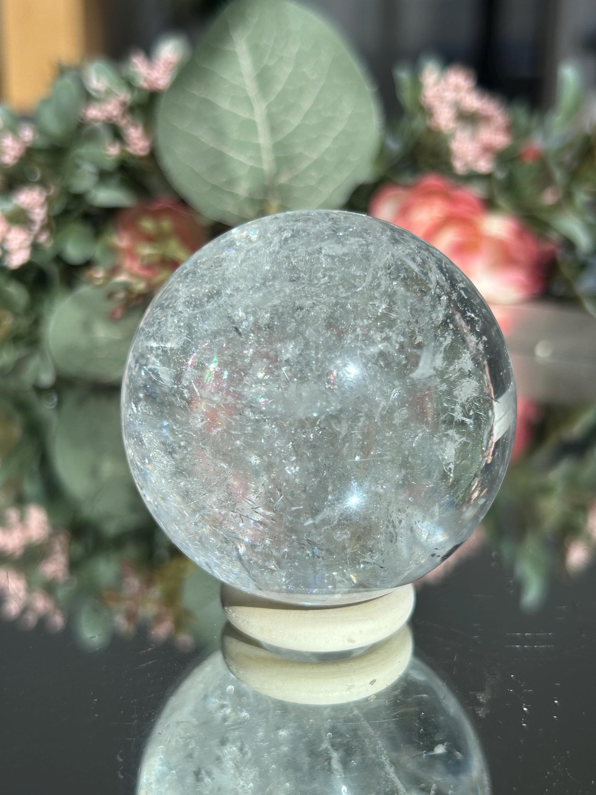 Rainbow Clear Quartz Sphere, Clear Quartz with Rainbows, Flashy Quartz, Crystal Sphere, Natural Healing Stone-Crystal Spheres-Clear quartz
