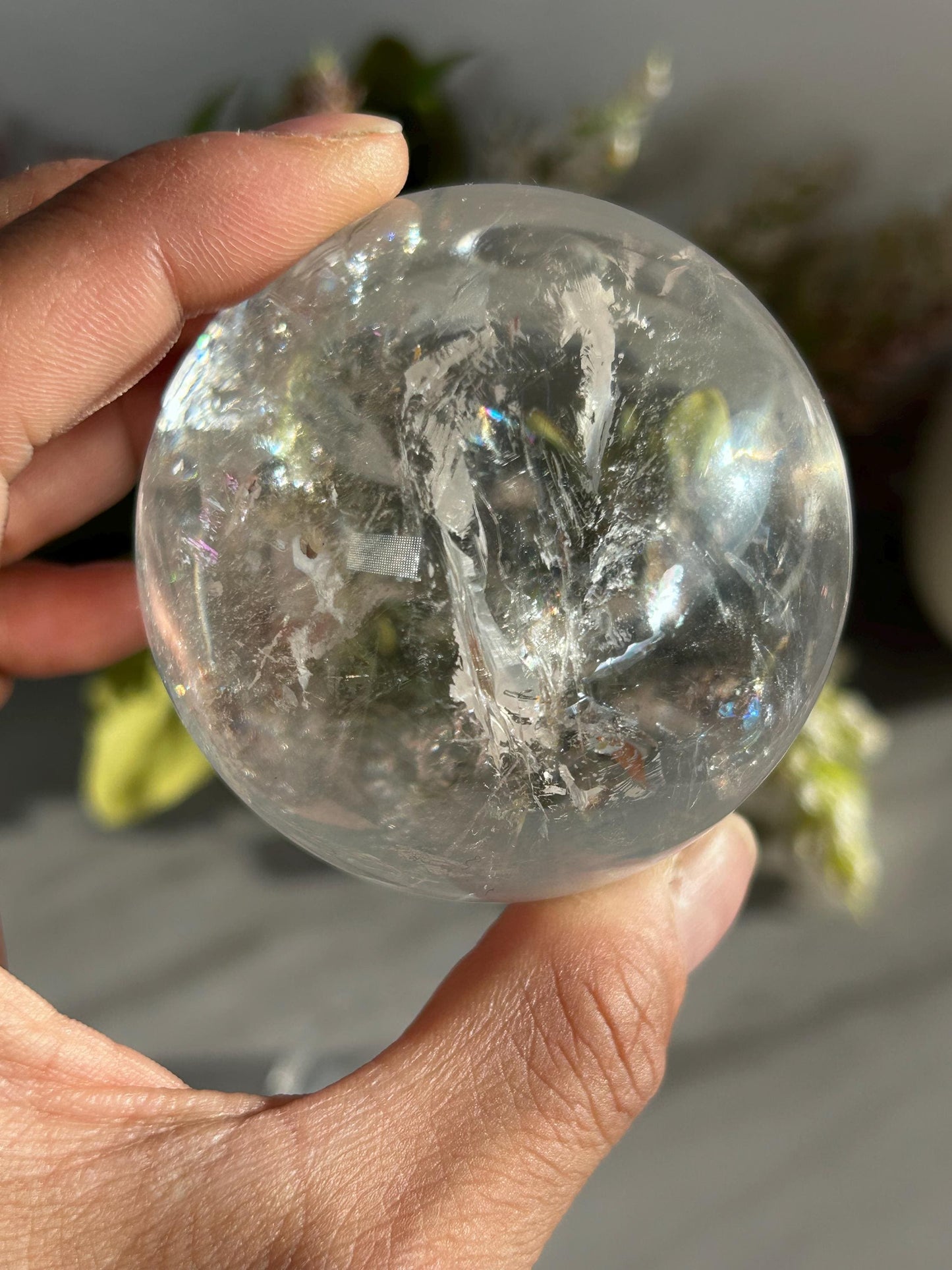 Rainbow Clear Quartz Sphere, Clear Quartz with Rainbows, Flashy Quartz, Crystal Sphere, Natural Healing Stone-Crystal Spheres-Clear quartz