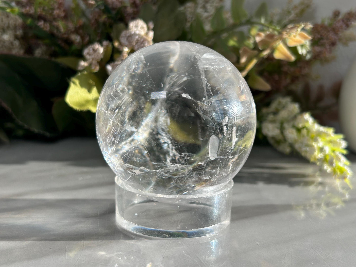 Rainbow Clear Quartz Sphere, Clear Quartz with Rainbows, Flashy Quartz, Crystal Sphere, Natural Healing Stone-Crystal Spheres-Clear quartz