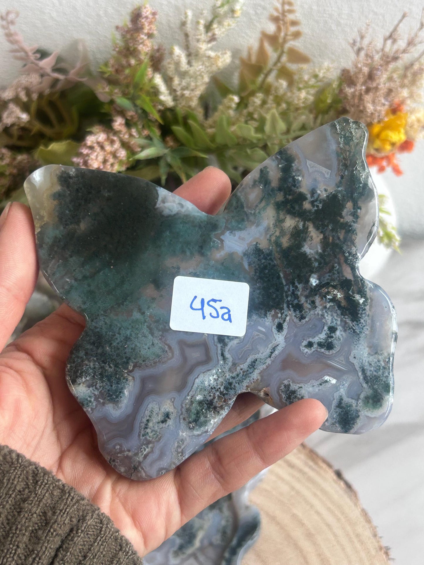 Beautiful Moss Agate Butterfly Bowl | Crystal Bowl | Moss Agate Butterfly | Crystal Gifts | Natural Healing Crystals | Moss Agate Dish-Bowls, Mini Dishes-Moss Agate