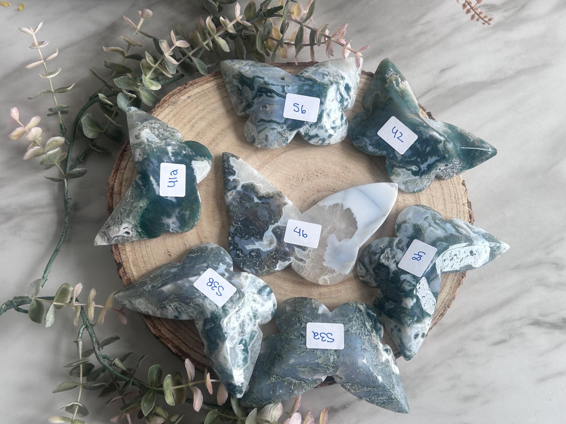 Beautiful Moss Agate 3D Butterfly | Crystal Butterfly | Druzy Moss Agate Carving | Crystal Gift | Healing Crystal | Moss Agate Quartz-Crystal Carvings-Moss Agate