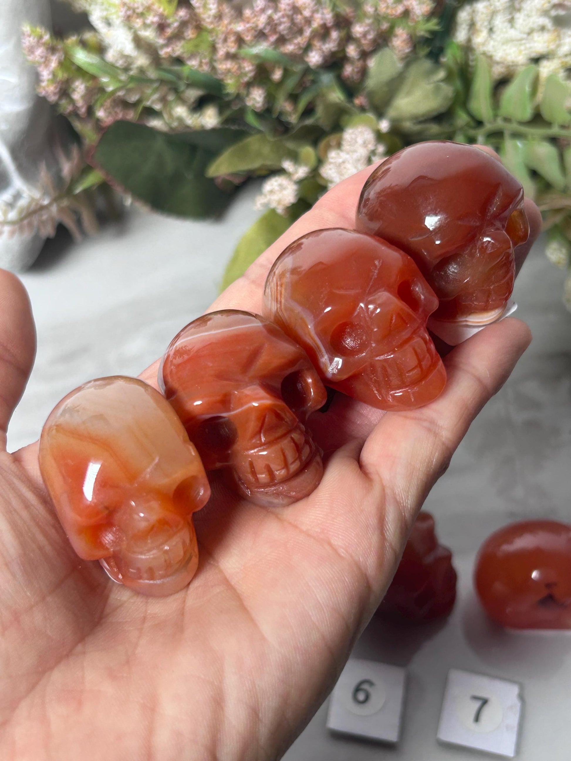 High Quality Carnelian Skull Carving | Carnelian Carving | Carnelian Quartz | Skull Art | Crystal Skull | Home Decor | Witchy Gift-Crystal Carvings-Carnelian Agate, Carnelian