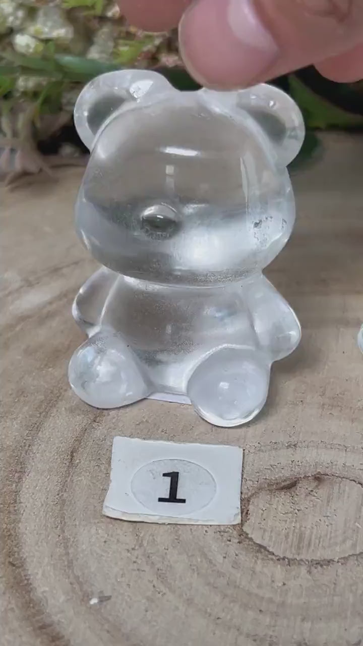 Clear Quartz Bear Carving, Crystal Animal Carving, Clear Quartz Teddy Bear Crystal, Crystal Gifts