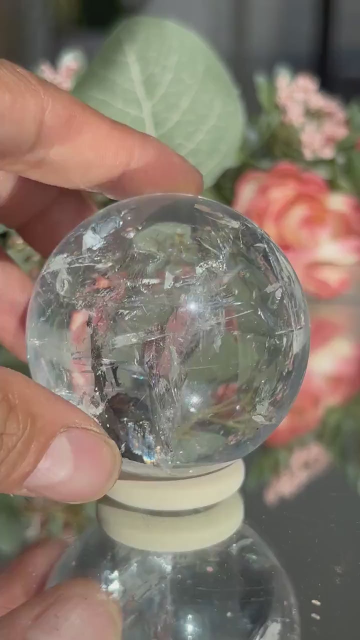 Rainbow Clear Quartz Sphere, Clear Quartz with Rainbows, Flashy Quartz, Crystal Sphere, Natural Healing Stone