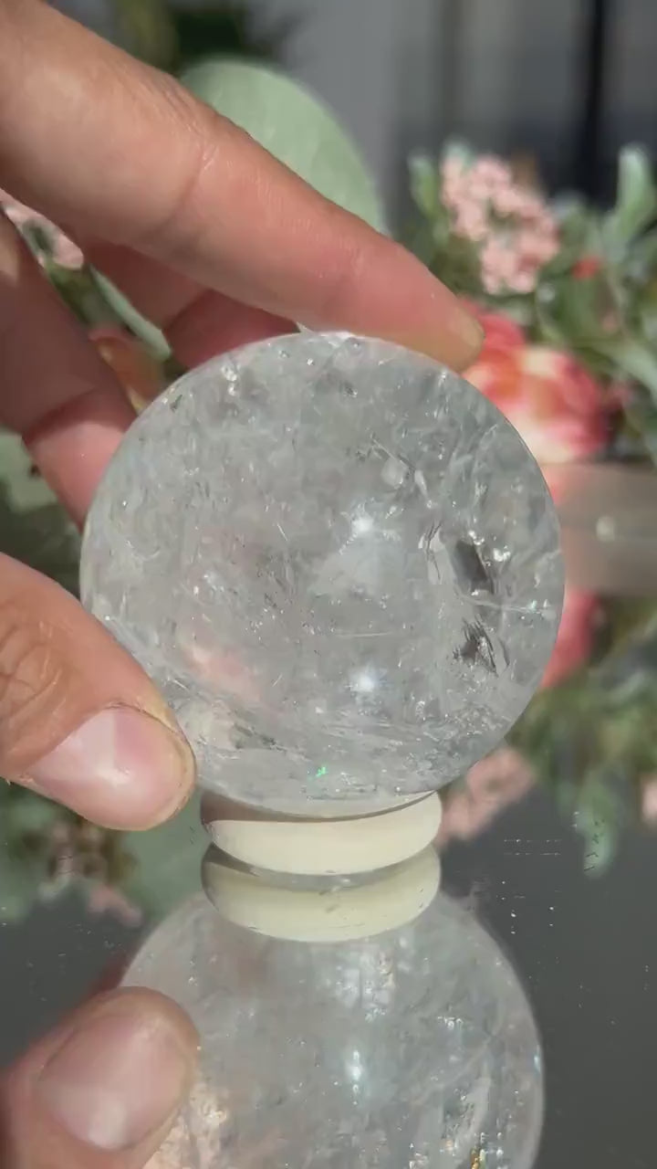 Rainbow Clear Quartz Sphere, Clear Quartz with Rainbows, Flashy Quartz, Crystal Sphere, Natural Healing Stone