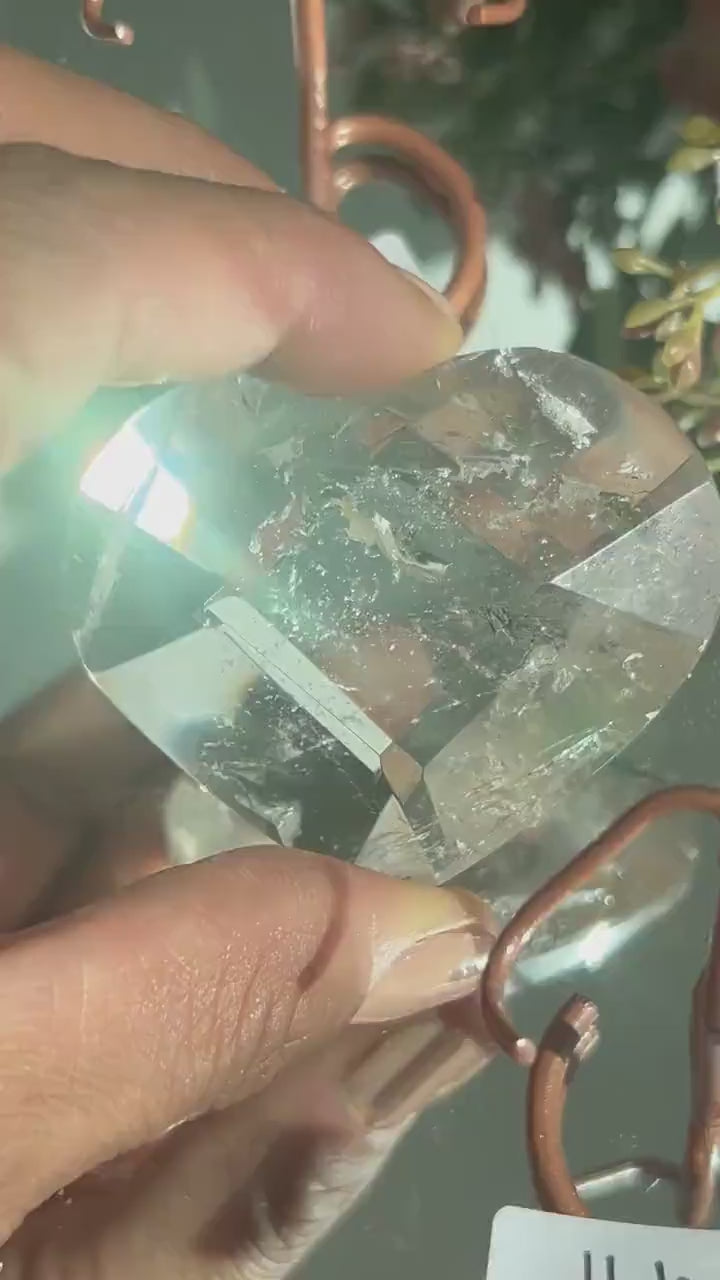 Citrine and Smokey Quartz Faceted Heart with Rainbows | Crystal Heart | Clarity Meditation | Master Healer | Crystal Sphere | Crystal Gift