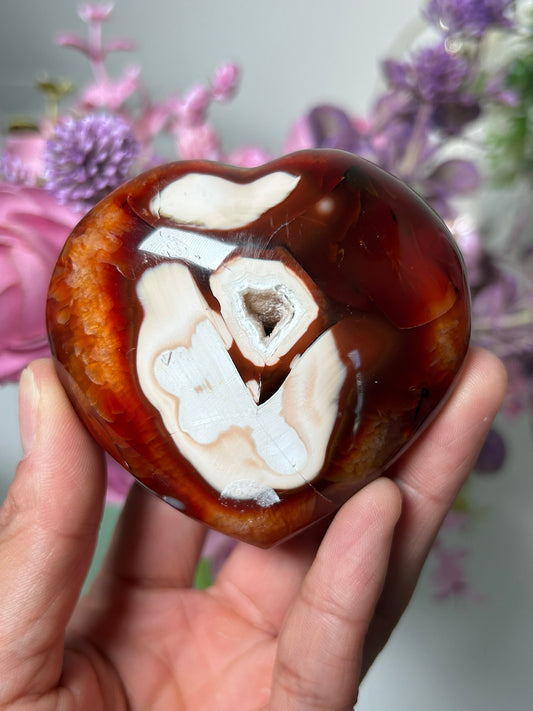 Carnelian Orca Agate Heart