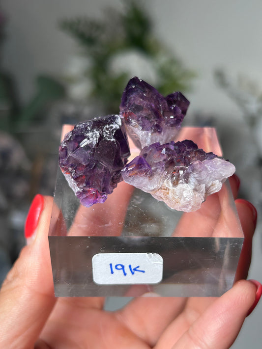 Amethyst Elestial with Red Hematite TRIO 19K