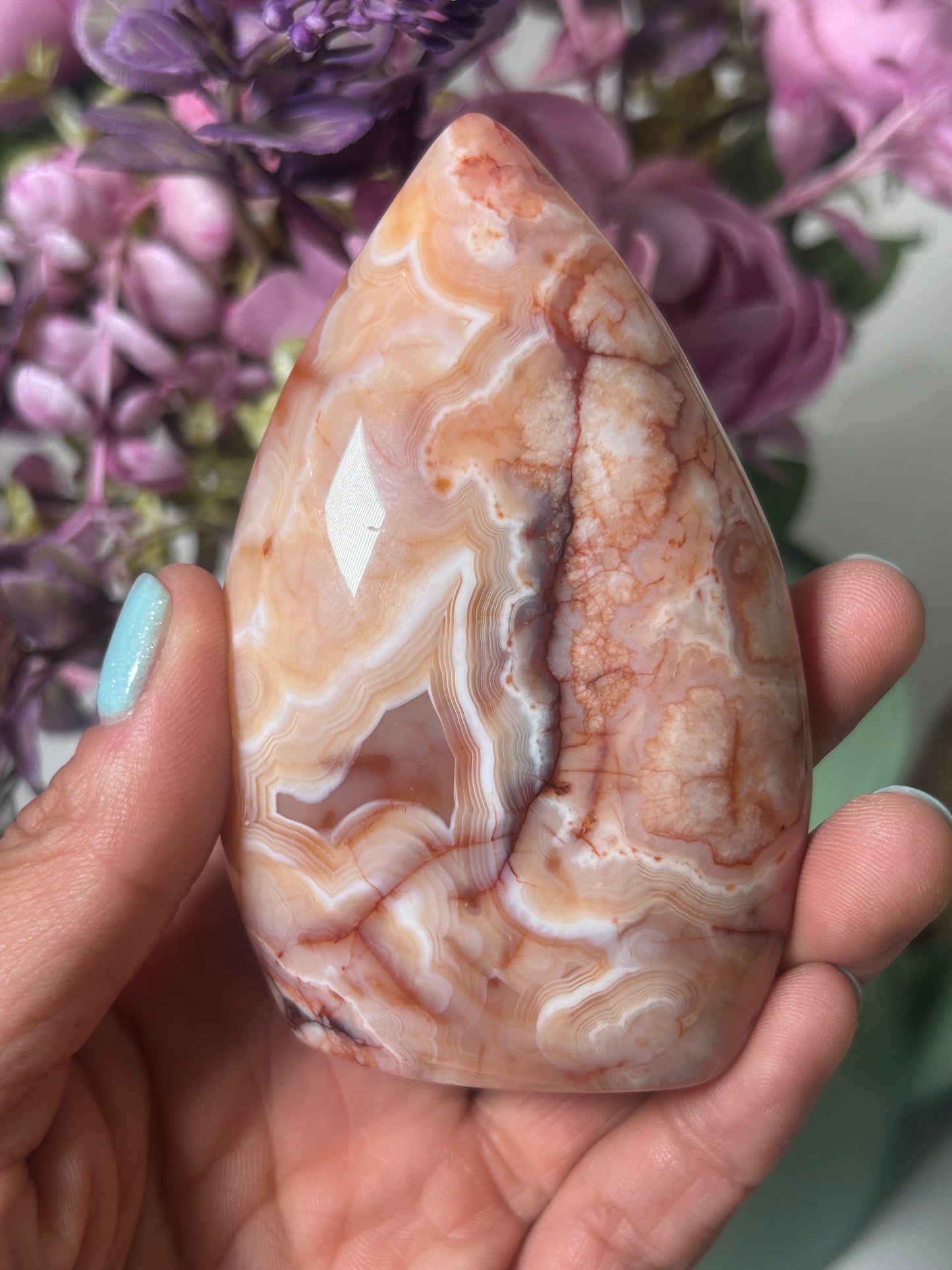 Carnelian Flower Agate Flame 73a
