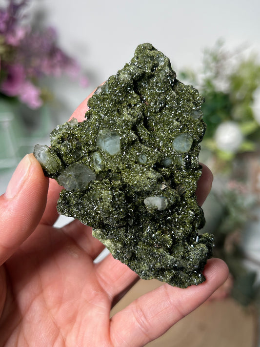 Forest Fairy Epidote on Quartz 62