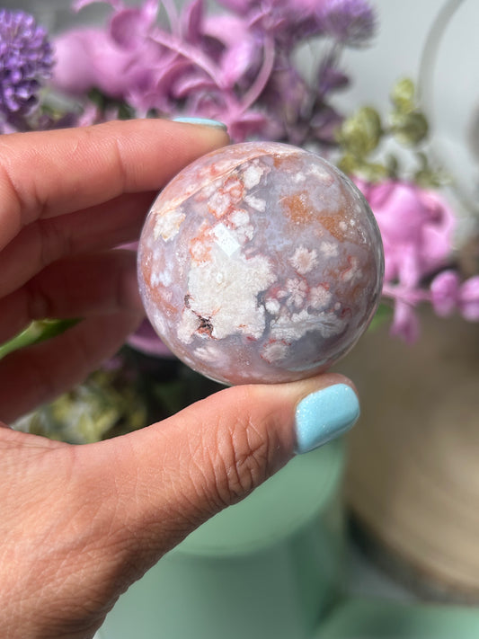 Pink Amethyst Flower Agate Sphere 63