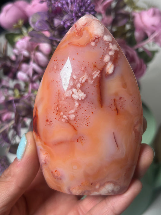 Carnelian Flower Agate Flame 89