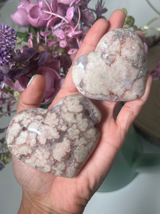 Pink Amethyst Flower Agate Hearts 44, 24