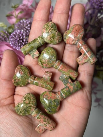 Unakite Heart Key