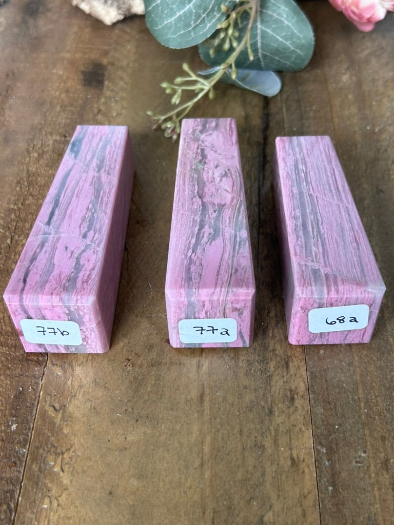 Bubble Gum Rhodonite Towers 77b, 77a, 68a