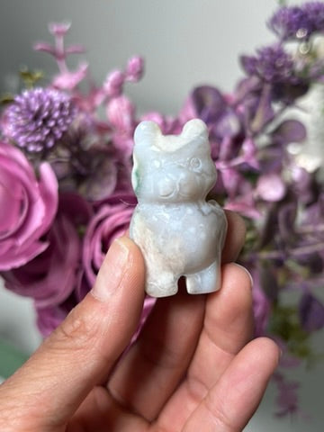 Green Flower Agate Bear 25