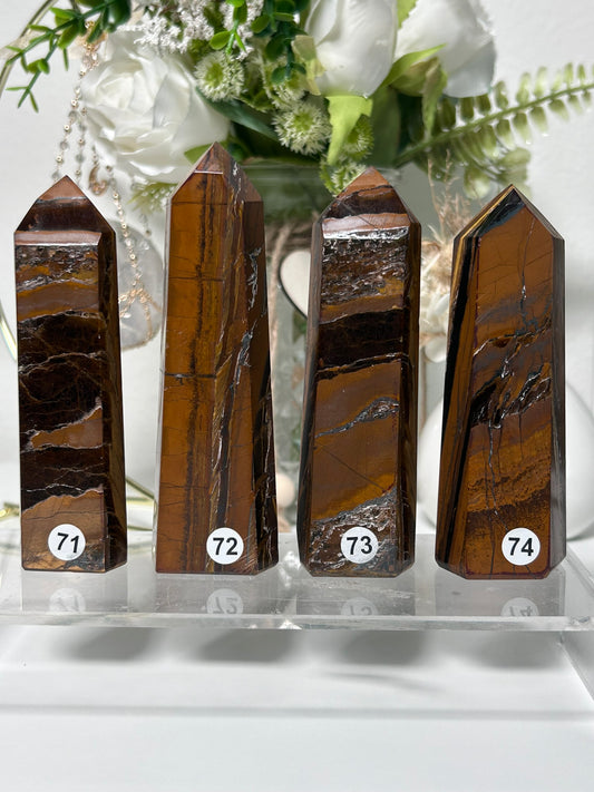 Tiger Eye with Hematite Towers