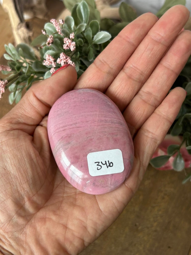 Bubble Gum Rhodonite Palm Stone 34