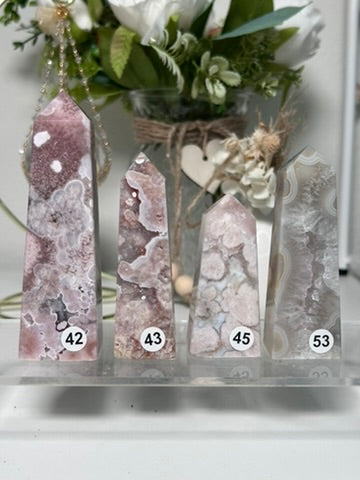 High Quality Pink Amethyst Flower Agate Tower